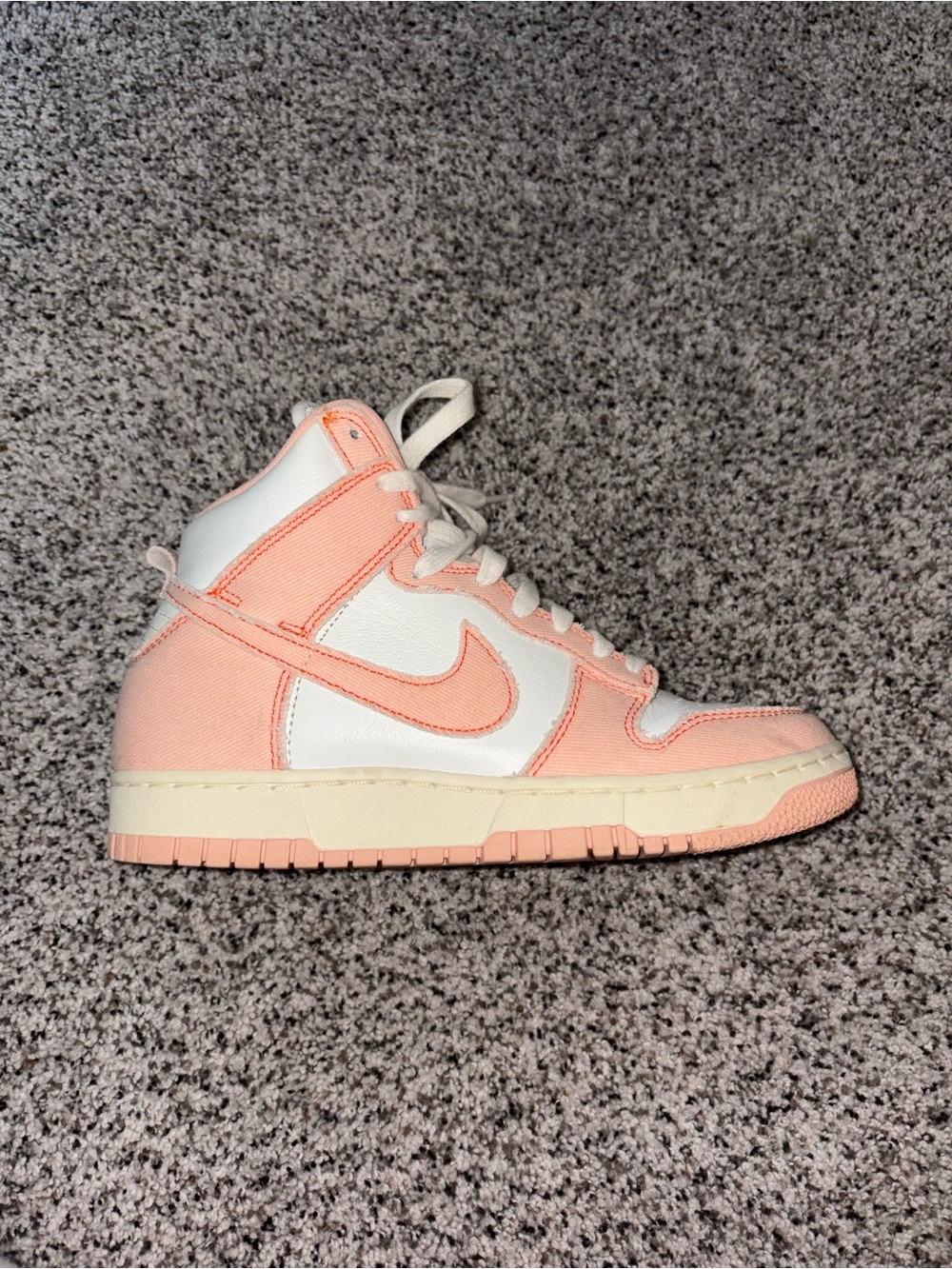 Nike Dunk High in Peach and White Canvas